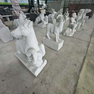 呼和浩特芝麻白雕刻 十二生肖 异形雕刻