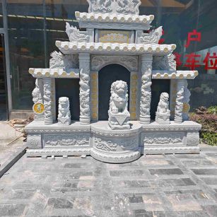 呼和浩特芝麻白中国黑石材套墓 花岗岩墓碑