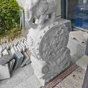 呼和浩特芝麻白抱鼓石 庭院抱鼓石